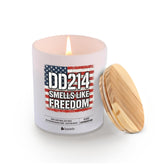 Dd214 Smells Like Freedom Veteran Gifts Military Patriotic American Flag For Grandpa Dad Uncle Scented Candle Home Office Jar Candles Sage Floral Lavender Scent Soy Wax 9.5 Oz