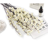 5 Pcs Artificial Plum Blossom Fake Wintersweet Long Stem Plastic Flowers Home Hotel Office Wedding Party Garden Decor 27.5'' High White