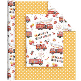 Fire Truck Birthday Wrapping Paper - 1 Roll 17”X 33Ft Truck Cars Gift Wrap Supply Happy Birthday Wrapping Paper For Kids Baby Boy Shower Party Favor
