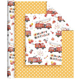 Fire Truck Birthday Wrapping Paper - 1 Roll 17”X 33Ft Truck Cars Gift Wrap Supply Happy Birthday Wrapping Paper For Kids Baby Boy Shower Party Favor