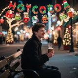 Pre-Assembled Christmas Hot Cocoa Banner,Hot Cocoa Cups Garland,Gingerbread Hot Chocolate Bar Supplies For Baby Shower Winter Holiday New Year Party Decor,Snowflake Holiday Party Winter Wedding Sign