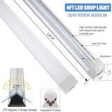 10 Pack 4FT LED Shop Lights 50W 8000LM 6500K Linkable Plug and Play T8 Fixtures