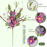 2 Pcs Artificial Flowers Daisy Fake Wildflowers Bouquet Purple Faux Wildflower Lavender Summer Flowers Artificial For Decoration Spring Silk Floral Arrangement Wedding Party Table Centerpieces