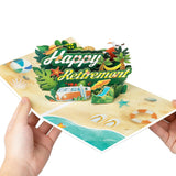 Beach Retirement Pop Up Cards, 3D Greeting Cards With Blank Note Card & Envelope, Ideal Celebration Gift For Friendship, Love, Anniversary, Special Moments, Thank You, Birthday, Holiday, Party