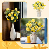 6 Pcs Valentines Day Floral Decorations 12'' Artificial Yellow Flower Picks Silk Rose Fake Lemon Decor Branches With Stem For Home Table Centerpiece Vase Farmhouse Summer Party Favors