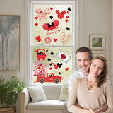 Valentine’S Day Window Clings, Cute Cartoon Mouse Pvc Glass Stickers, No-Glue Reusable High-Transparency Decals Valentine Door Stickers For Parties, Dates, Proposals, Bedrooms, Offices & Store Windows