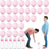 6 Sets Baby Shower Game Gender Reveal Party Favors Plastic Bottle Chug Baby Shower Grab Games Plastic Bottles Latex Balloons For Gender Reveal Games Supplies(Pink)