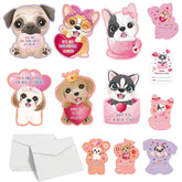 Dog Valentines Day Cards For Kids Classroom 30Pcs Kids Valentines Day Cards With Envelopes Puppy Valentine Exchange Cards Valentines Day Greeting Cards For Girls Boys Classroom Gift Exchange