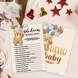 Baby Shower Game Cards, Bear Theme Who Knows Mommy Best Game Card For Baby Shower Party, Funny And Easy Icebreaker Gender Reveal Party Games Ideas Activity For Parent-To-Be, 30 Double Print Cards