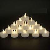Pack Of 24 Flameless Tea Light Candles Realistic Flickering:Battery Long Lasting Warm White Light Lamp Operated Powered For Seasonal & Festival Celebrations