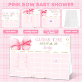 Pink Bow Baby Shower Decorations, Bow Themed Party Decorations, Baby Shower Activities For Guests, Guess The Due Date Of Games With 1 Pink Pen, Guess The Arrival Of Calendar