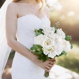 Artificial Flowers Plants Bouquet White Silk Flowers For Home Decor Indoor Fake Flower Arrangements Table Centerpieces For Kitchen Wedding Party Decorations