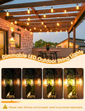 25FT Outdoor String Lights with Dimmable ST38 Edison Bulbs Waterproof Patio Lights