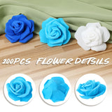 200 Pcs Artificial Rose Flower Heads Bulk Fake Foam Roses Mini Faux Flower For Bridal Shower Wedding Flower Arrangements Centerpiece Diy(2.76 Inch,White, Blue)