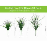 Plastic Artificial Flowers 10 Bundles Outdoor Artificial Fake Flowers Faux Plastic Shrubs Plants No Fade For Outdoor Porch Farmhouse White
