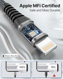 2 Pack 10FT MFi Certified Lightning Charging Cable Fast Charger for iPhone iPad