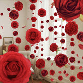 12 Pcs Valentine'S Day Artificial Flower Garlands 6.6 Ft Hanging Rose Decorations With Hooks Wildflower Backdrop Fake Floral Garlands Faux Silk Flower For Wedding Birthday Party(Red)