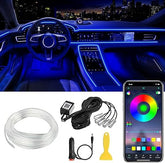 Car LED Strip Lights APP Control 5 in 1 RGB Ambient Lighting Kit with Fiber Optic Music Sync Interior Decor