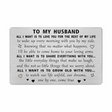 Gifts For Husband - Engraved Metal Husbnad Card - Husband'S Birthday Anniversary Valentine'S Day Card Gift From Wife