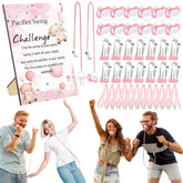 12 Sets Swing Pacifier Baby Shower Games Funny Gender Reveal Games, Include 1 Wooden Sign And 12 Plastic Pacifiers For Bridal Baby Shower Gender Reveal Party Women Men(Bear,Pink)