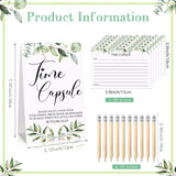 61 Pcs Time Capsule First Birthday Greenery Baby Shower Games Time Capsule Sign For 1St Birthday Party Games With 50 Message Cards 10 Pencils For Baby Shower Guests Keepsake Activities