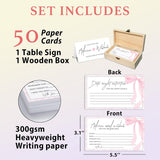 Pink Bow Advice And Wishes For The Mr And Mrs - 50 Packs Wedding Advice Cards Bridal Shower Game Cards With Box Reception Guest Book For Bride Groom Newlywed Engagement Party Decoration -A05