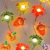 Fall Decor 3D Pumpkin Acorn Maple Leaves String Lights- 17Ft 50 Led Thanksgiving Fairy Lights Battery Operated With Time