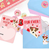 30 Pack Valentines Cards Classroom Kids Dogs Puppy Valentines Day Cards With Keychains Valentine Gift Set Exchange Boys Girls Goody Bag Favors