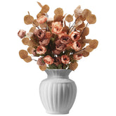 12 Pcs Artificial Silk Peonies Stems Arrangements Fake Flowers Set 6 Faux Peonies Artificial Flowers And 6 Eucalyptus Stems Mixed Ranunculus For Vase Home Office Decor (Retro Color)