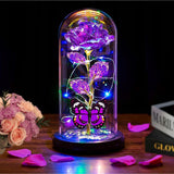 Valentines Day Rose Flowers Gifts For Her, Valentines Day Gifts For Her Mom Wife Girlfriend,Light Up Rose Gifts For Women,Glass Rose Valentines Gifts For Daughter, Birthday Gifts For Mom,Purple Rose
