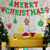Merry Christmas Banner Red & Green Glitter Christmas Garland For Home Office Party Fireplace Mantel Decorations