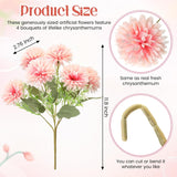 24 Heads Artificial Chrysanthemums Flowers Bouquets Silk Chrysanthemum Ball Fake Mum Artificial Mums For Outdoors Faux Silk Ball Flower For Home Table Centerpieces Decor (Champagne Pink)