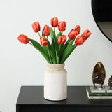 6Pcs Artificial Tulips Flowers Burgundy Fake Silk Tulips Flower Realistic Faux Tulip Flores For Wedding Decorations Table Centerpieces Flower Arrangement Dresser Vase Home Room Decor (Burgundy)