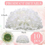 10 Pcs Hydrangea Artificial Flowers,9 Inch Fake Hydrangeas Silk White Faux Flowers Bulk For Outdoors Arrangement Valentine'S Day Wedding Centerpieces Mother'S Day Anniversary Party Home Decor