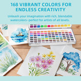 Watercolor Paint Set, 168 Colors Watercolor Paints, Painting Set With Water Brush And Nylon Brushes, Perfect Starter Kit For Beginners And Professionals