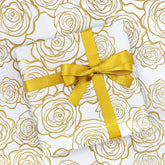 Gift Wrapping Paper, Golden Rose Pattern In White Art Paper With 1 Roll Gold Ribbon, For Weddings, Mother'S Day, Birthdays, Baby Showers, Bridal Showers, Valentine'S Day Or Any Occasion(6 Sheets)