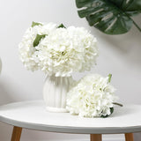 8Pcs White Artificial Hydrangea Flowers Bouquets, Silk Hydrangea Flowers With Stems And Leaves, Fake Flower Bouquets For Home Garden Party Decor, Wedding Centerpieces (13.8 X 7.9 Inches)