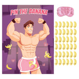 Bachelorette Party Games For Adults Women - Pin The Banana On The Hunk Bachelorette Game, Bridal Shower Games With 36 Stickers & 2 Blindfolds For Girls Night Wedding Engagement Party