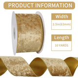 Gold Velvet Wired Ribbon 2.5 Inch X 10 Yards Metallic Champagne Gold Crushed Velvet Christmas Ribbon For Gift Wrapping Christmas Tree Decoration Wedding Decor Crafts Wreaths Supplies