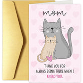Cute Cat Mother'S Day Card For Mom, Funny Mothers Day Card From Cat, Cat Mom Birthday Card, Thank You Card For Mother From Kid, Always Being There When I Knead You
