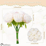 2 Bouquet 10 Heads Artificial Peony Silk Flower Leaf Home Office Wedding Party Festival Bar Decor (Cream White)