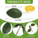 Artificial Leaves,200 Pieces Faux Wired Single Leaf Fake Rose Wire Crafts Leaves For Flower Diy Home Decorative Bouquet Wreaths Wedding Decor Christmas Decorations (Green)