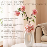 Fake Flower Bouquet And Vase Set, Faux Flower Arrangement For Decorating Living Room And Offices, Realistic Artificial Flowers Made Of Silk & Plastic, Floral Decoration With Pink Blossoms