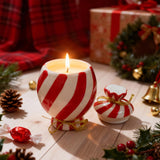 Christmas Scented Candle With Lid, Natural Candles For Home Scented, Premium Natural Candy Shaped Candles With Cotton Wick For Xmas Holiday Party Supplies (7.5 Oz)