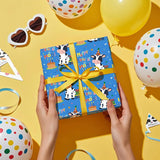 Cow Birthday Wrapping Paper Roll - Mini Roll - 17 Inch X 16.5 Feet - Cow Wrapping Paper With Cakes And Happy Birthday Moo Design Perfect For Girls Boy Kids, Baby Shower