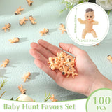 101 Pcs Baby Shower Game Set Include 1 Paperboard Hunt Sign 100 Mini Plastic Babies Tabletop Sign Tiny Babies Funny Baby Shower Prizes For Gender Reveal Party Favors