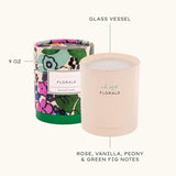 Vintage Inspired 9 Ounce Soy Wax Blend Candle, Glass Candle With Gift Box And Fragrance Notes Of Rose, Vanilla, Peony, And Green Fig, Florale
