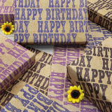 Happy Birthday Wrapping Paper For Men Women, Happy Birthday'' Alphabet Design Brown Gift Wrap Paper, 28" X 20" Inches Folded Flat For All Birthday Occasions
