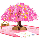 3D Pop Up Tree Of Love Card With Blank Note Card - Pink Hearts Tree Greeting Card With Envelope - Romantic Love Card For Valentine'S Day, Anniversary, Proposal, Wife, Husband, Girlfriend, Boyfriend