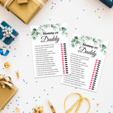Baby Shower Games, Mommy Or Daddy Game, Greenery Eucalyptus Theme Party Cards For Gender Neutral Boys Or Girls, Baby Shower Party Supplies -Set Of 30 Cards